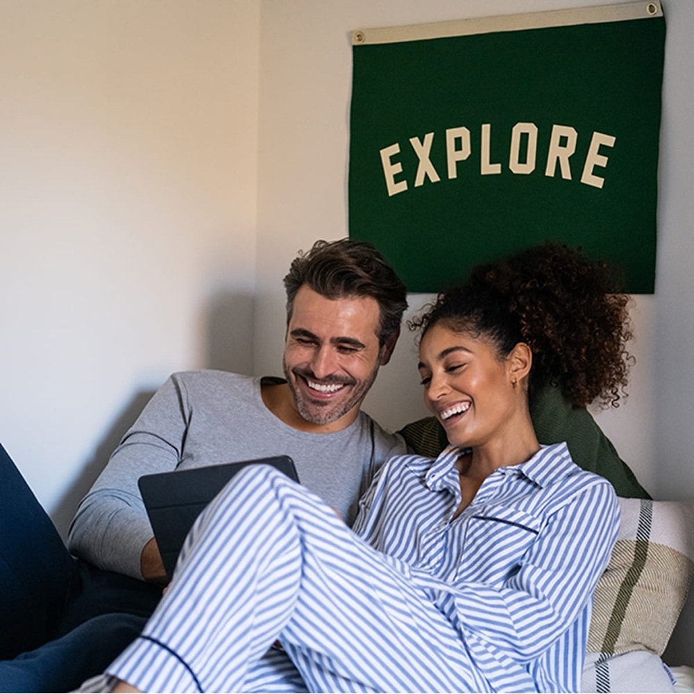 Oxford Pennant Green and Cream 'Explore' camp flag